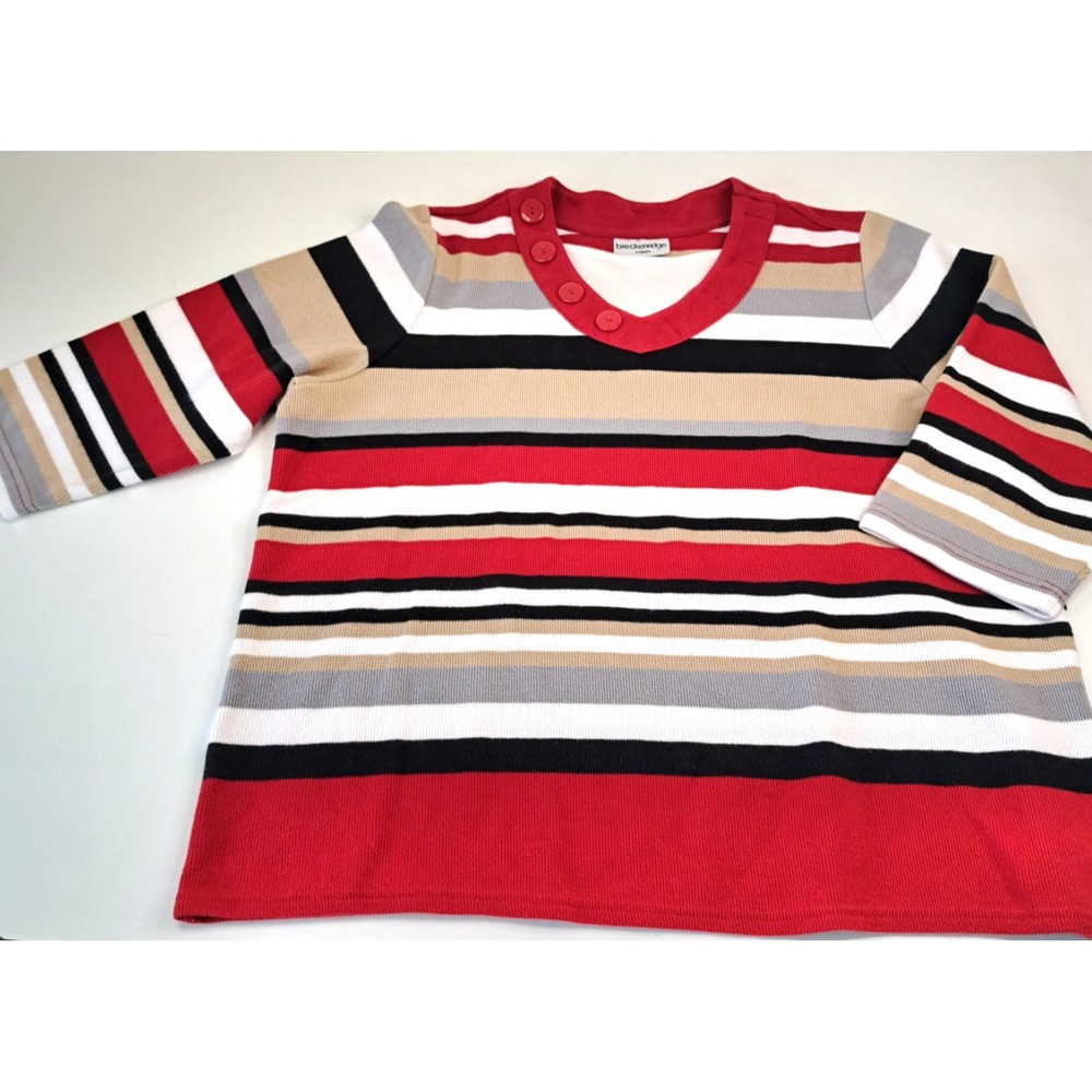 Breckenridge Women's 1X Striped Shirts Tops Lot of 2 Embroidered Classic - Picture 10 of 16